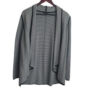 Talbots Women Cardigan Jacket Open Front‎ Stretch S Blue White Stripe Preppy